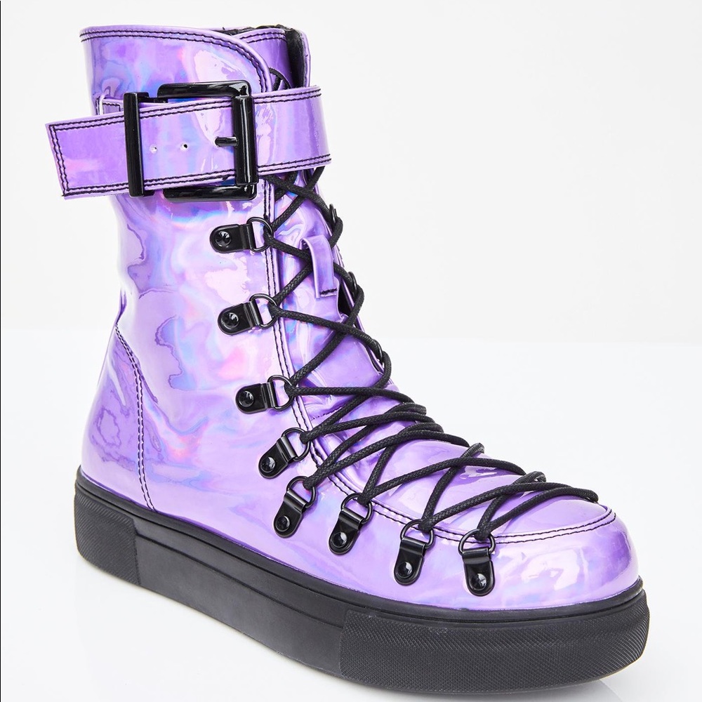 YRU metallic purple boots